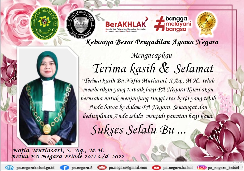Ucapan Selamat Ibu Nofia Mutiasari